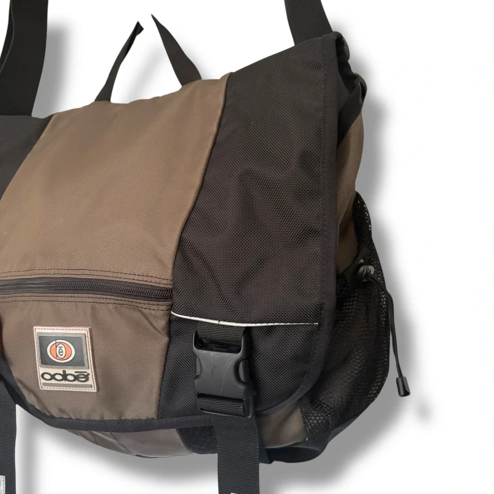 Oobe Vintage Canvas/Nylon Messenger‎ Bag Black Tan Adjustable Strap Laptop